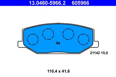 Комплект тормозных колодок, дисковый тормоз ATE 13.0460-5966.2 для SUZUKI SJ413