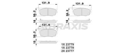 Комплект тормозных колодок, дисковый тормоз BRAXIS AB0209 для MAZDA PREMACY