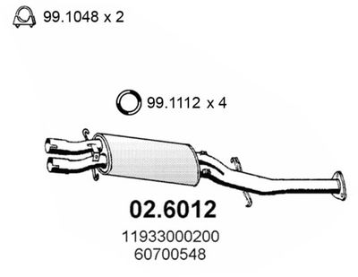 Средний глушитель выхлопных газов ASSO 02.6012 для ALFA ROMEO 6