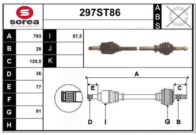 STARTCAR 297ST86 Сальник полуоси для FORD TRANSIT Автобус (FD_ _, FB_ _, FS_ _, FZ_ _, FC_ _) 2.0 TDCi (F_F_, F_E_, F_G_)