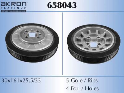 Ременный шкив, коленчатый вал AKRON-MALÒ 658043 для VW LUPO