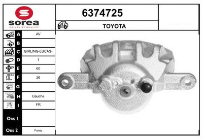 STARTCAR 6374725 Тормозной суппорт для TOYOTA HILUX VII Пикап (_N1_, _N2_, _N3_) 2.5 D-4D (KUN15_)
