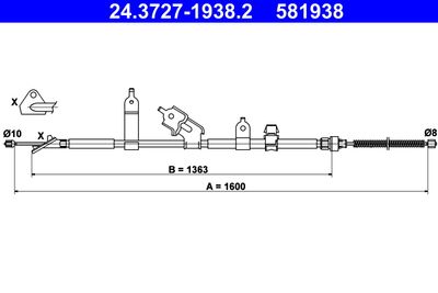 ATE 24.3727-1938.2 Трос ручного гальма для DAIHATSU (Дайхатсу)