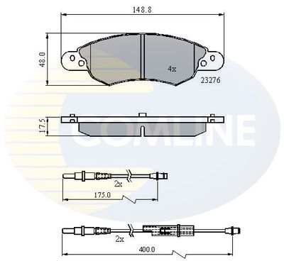 Комплект тормозных колодок, дисковый тормоз COMLINE CBP21119 для CITROËN C5