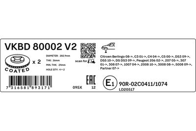 Brake Disc VKBD 80002 V2