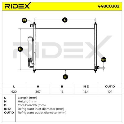 кондензатор, климатизация RIDEX 448C0302
