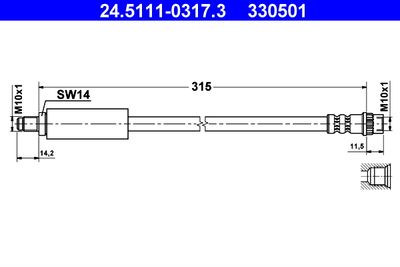 Тормозной шланг ATE 24.5111-0317.3 для RENAULT TRAFIC