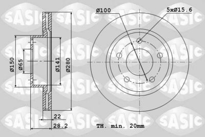 SASIC 9004580J Тормозные диски SASIC для VW PASSAT B3/B4 Variant (3A5, 35I)