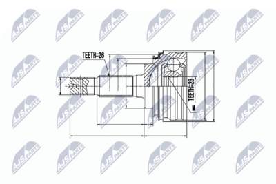 каре комплект, полуоска NTY NPZ-TY-005