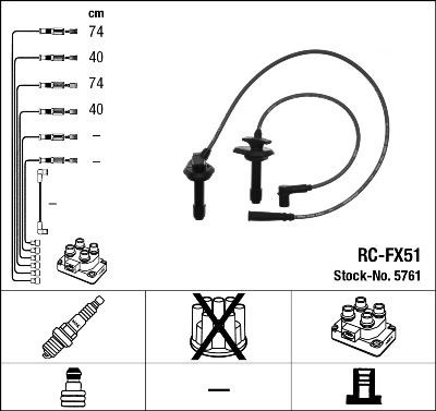 Комплект проводов зажигания NGK 5761 для SUBARU LEGACY