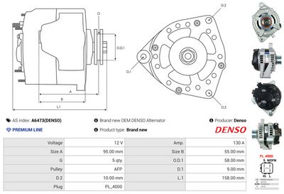 GENERATOR / ALTERNATOR AS-PL A6473DENSO 4