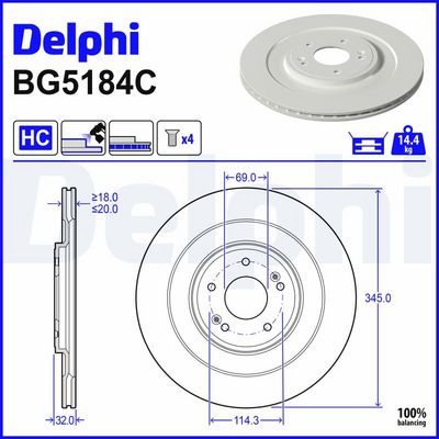 спирачен диск DELPHI BG5184C