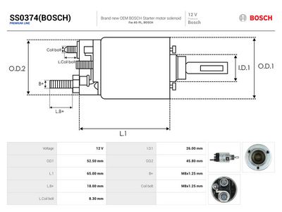 Elektromagnetický spínač, štartér AS-PL SS0374(BOSCH)