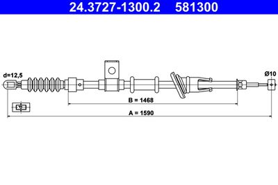 Тросик, cтояночный тормоз ATE 24.3727-1300.2 для VOLVO S40
