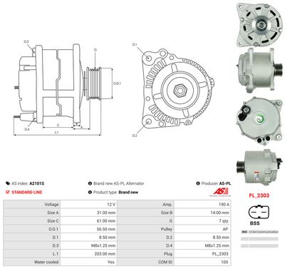 GENERATOR / ALTERNATOR AS-PL A2101S 4