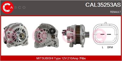 CASCO CAL35253AS Генератор  для RENAULT VEL (Рено Вел)