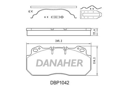Комплект тормозных колодок, дисковый тормоз DANAHER DBP1042 для ASTON MARTIN ONE-77