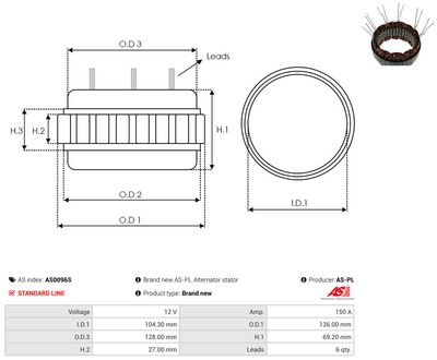 Stator, generátor AS-PL AS0096S