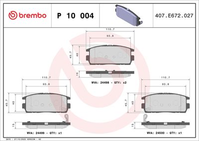 BREMBO Bremsbelagsatz, Scheibenbremse PRIME LINE (P 10 004)