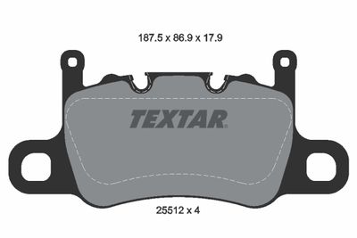 Комплект тормозных колодок, дисковый тормоз TEXTAR 2551203 для PORSCHE CAYMAN