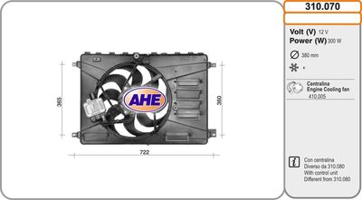 AHE 310.070 Вентилятор системы охлаждения двигателя для FORD S-MAX
