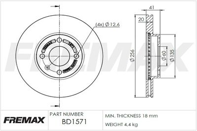 Тормозной диск FREMAX BD-1571 для OPEL KARL