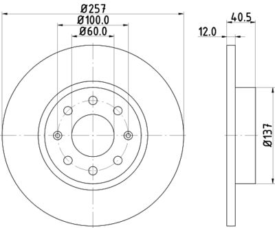 Тормозной диск HELLA 8DD 355 114-351 для FIAT GRANDE