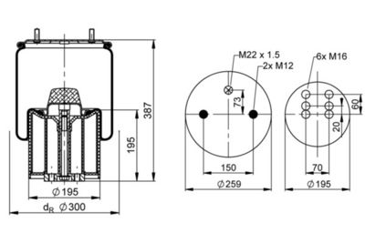 rugótömb, légrugózás CONTITECH AIR SPRING 4962 N P03 for BPW