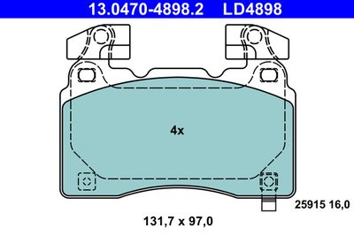 Комплект тормозных колодок, дисковый тормоз ATE 13.0470-4898.2 для CHEVROLET CAMARO