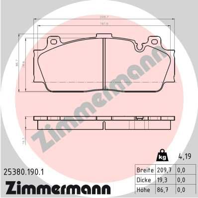 Bromsbeläggssats, skivbroms ZIMMERMANN 25380.190.1