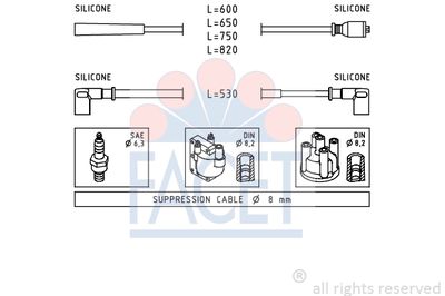 Комплект проводов зажигания FACET 4.9078 для FORD P