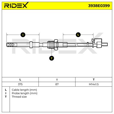датчик, температура на изгорелите газове RIDEX 3938E0399