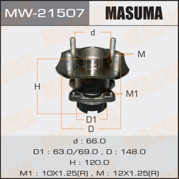 MASUMA MW-21507 Ступица  для NISSAN TIIDA Наклонная задняя часть (C11) 1.5 dCi