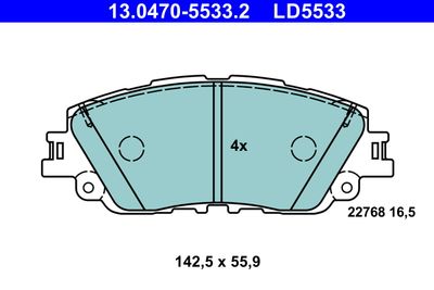 Комплект тормозных колодок, дисковый тормоз ATE 13.0470-5533.2 для LEXUS UX