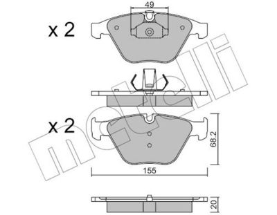 комплект спирачно феродо, дискови спирачки METELLI 22-0558-9