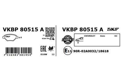 Brake Pad Set, disc brake VKBP 80515 A