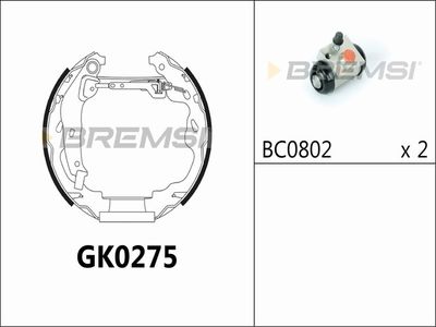 Комплект тормозных колодок BREMSI GK0275 для TOYOTA AYGO