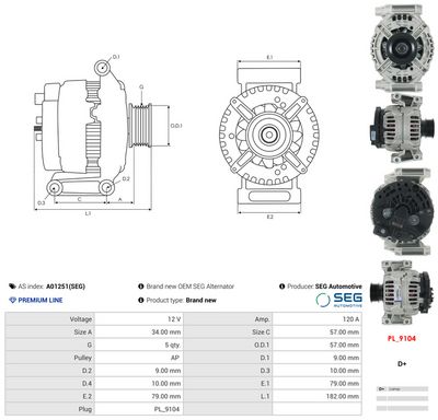 GENERATOR / ALTERNATOR AS-PL A01251SEG 4
