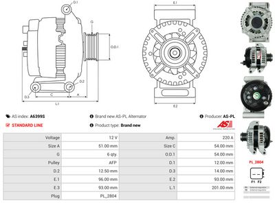GENERATOR / ALTERNATOR AS-PL A6399S 4