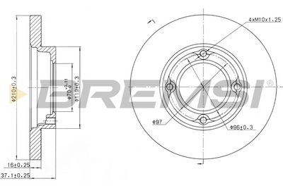 Тормозной диск BREMSI CD6968S для DAIHATSU HIJET