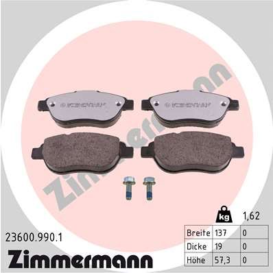 ZIMMERMANN 23600.990.1 Тормозные колодки и сигнализаторы  для FIAT DOBLO (Фиат Добло)
