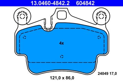 Комплект тормозных колодок, дисковый тормоз ATE 13.0460-4842.2 для PORSCHE CAYMAN