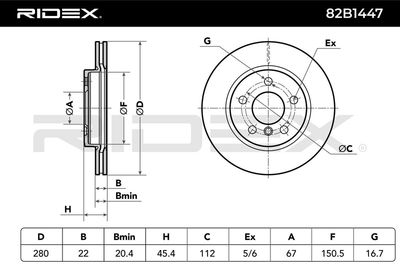 спирачен диск RIDEX 82B1447