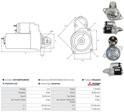 STARTER AS-PL S5514MITSUBISHI 4