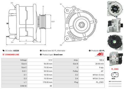 GENERATOR / ALTERNATOR AS-PL A3228 4