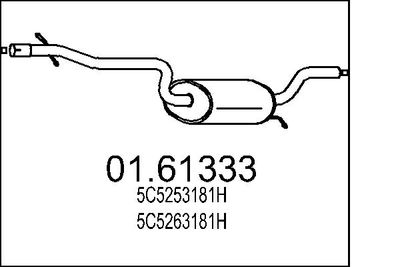 Глушитель выхлопных газов конечный MTS 01.61333 для VW BEETLE