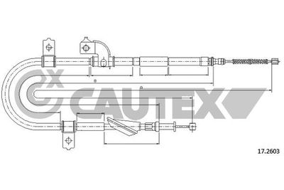Тросик, cтояночный тормоз CAUTEX 762624 для SUBARU XT