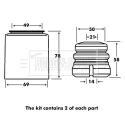 Dust Cover Kit, shock absorber Borg & Beck BPK7026