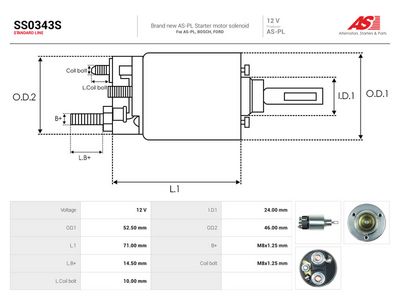 AS-PL - Elektromagnetický spínač, štartér IVECO , SS0343S