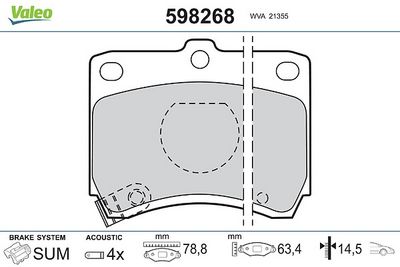 комплект спирачно феродо, дискови спирачки VALEO 598268